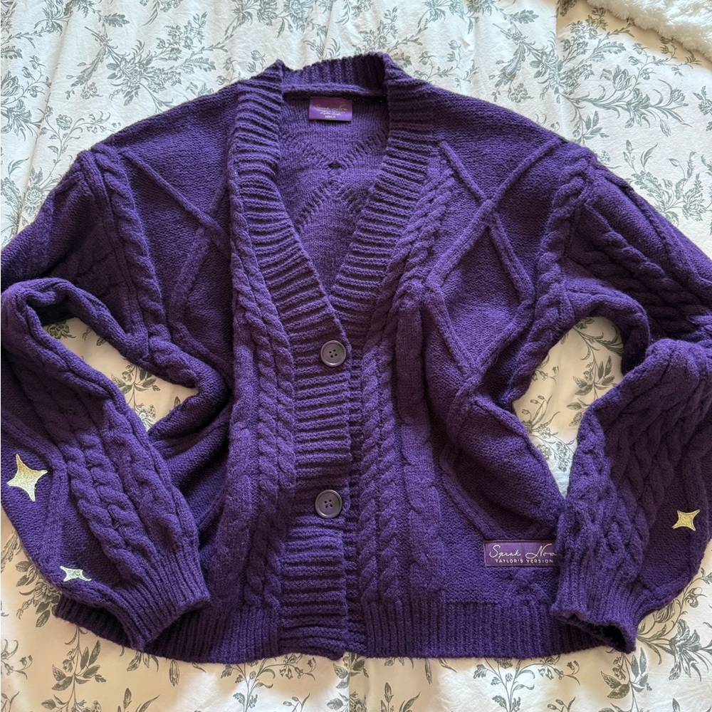 Taylor Swift Deep Purple Cable Knit Cardigan